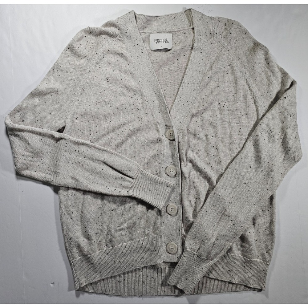 Stitches & Stripes Soft V-Neck Zendaya‎ Cardigan Off-White Women's Size Medium